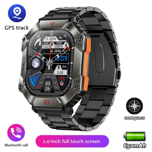 IP68 wasserdichte militärische AI-Sprach-Bluetooth-Anruf-Smartwatch