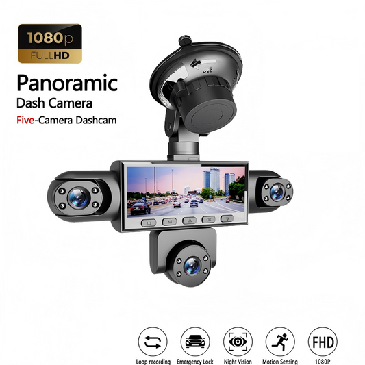 🚗🔥 50% OFF POR TIEMPO LIMITADO | Cámara de Tablero HD 1080P con 5 Cámaras ✨ Grabación 360° del Vehículo, Visión Nocturna y Protección 24 Horas sin Puntos Ciegos