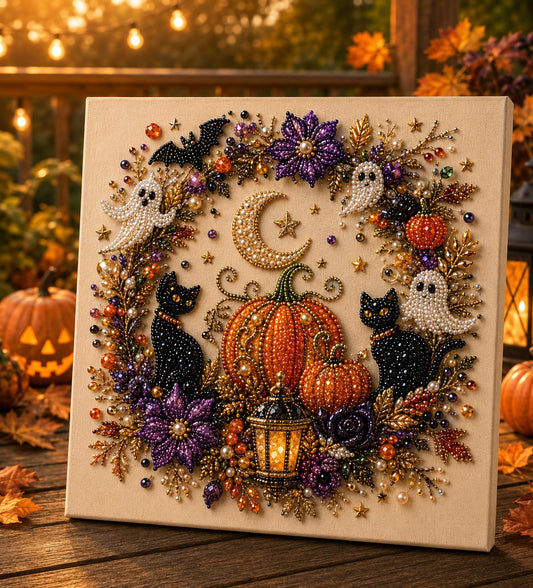🎃🔥 50% OFF POR TIEMPO LIMITADO | Kit de Pintura con Perlas 3D de Halloween 👻 Crea una decoración mágica y acogedora hecha a mano para tu hogar
