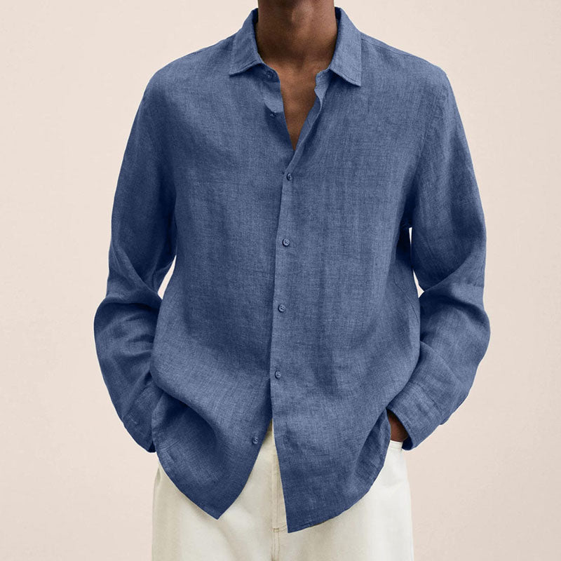 💥Saldi di oggi - 50% di sconto💥Camicia a maniche lunghe da uomo in lino 2022-1