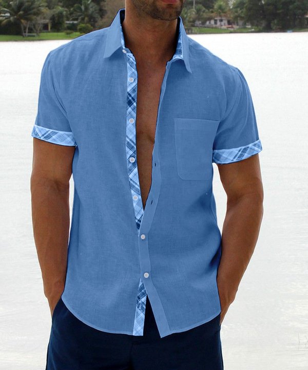 Saldi estivi - 49% OFF💥 --- Camicia casual da uomo con colletto scozzese-7