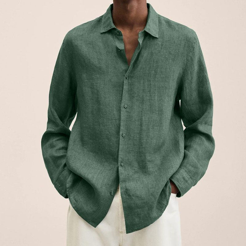 💥Saldi di oggi - 50% di sconto💥Camicia a maniche lunghe da uomo in lino 2022-8
