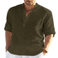 🔥Vendite calde🔥 - Camicia a maniche lunghe da uomo in cotone e lino-10