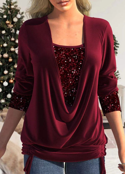 🎁VENDITA DELL'ULTIMO GIORNO - 67% DI SCONTO🎁Top due pezzi finto smocked con paillettes
