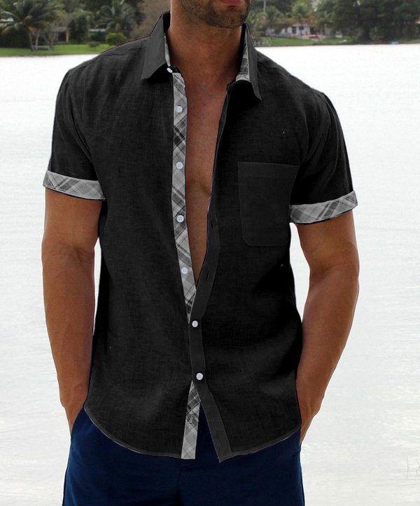 Saldi estivi - 49% OFF💥 --- Camicia casual da uomo con colletto scozzese-2