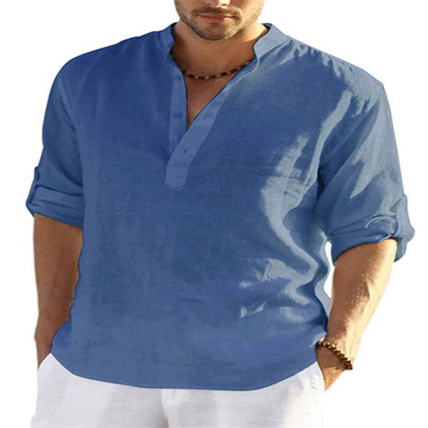 🔥Vendite calde🔥 - Camicia a maniche lunghe da uomo in cotone e lino-8