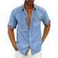 Camicia estiva casual da uomo con colletto scozzese-3