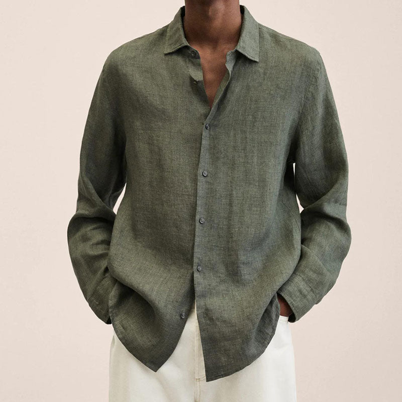 💥Saldi di oggi - 50% di sconto💥Camicia a maniche lunghe da uomo in lino 2022-2