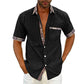Camicia estiva casual da uomo con colletto scozzese-6