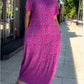 🔥50% DI SCONTO🔥Abito con stampa floreale rosa e viola con scollo a diamante