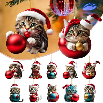 🎄10 pezzi 😻  Decorazioni natalizie per l'albero a forma di gatto. Decorazioni natalizie da appendere a forma di gatto.