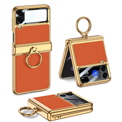 Custodia per telefono con chiusura magnetica in pelle elettro placcata per Samsung Galaxy Z Flip4 Flip3 5G