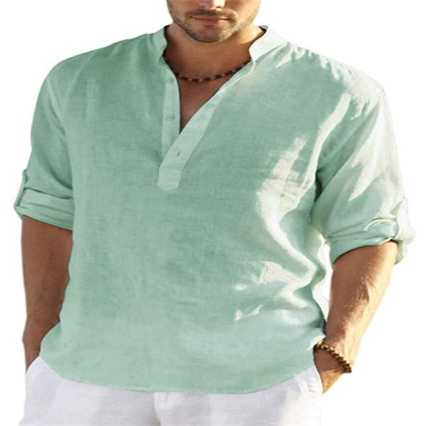 🔥Vendite calde🔥 - Camicia a maniche lunghe da uomo in cotone e lino-7