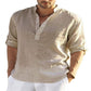 🔥Vendite calde🔥 - Camicia a maniche lunghe da uomo in cotone e lino-9