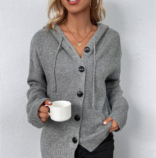 🏆LAST DAY SALE 50% OFF🔥Women's Autumn Knit Drawstring Hooded Coat