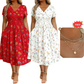 Women's V-Neck Floral Print Dress with Twist Waist
