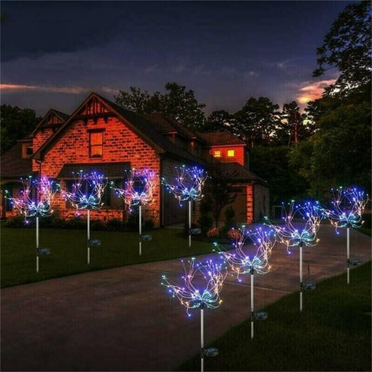 🌞✨ 50% OFF POR TIEMPO LIMITADO | Luz Solar Decorativa de Fuegos Artificiales para Jardín 🌸 Iluminación LED Mágica sin Cables para Patio, Césped y Exterior