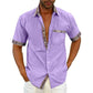 Camicia estiva casual da uomo con colletto scozzese-4