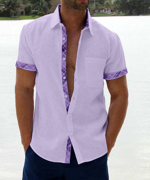 Saldi estivi - 49% OFF💥 --- Camicia casual da uomo con colletto scozzese-8