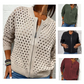 Casual women's top with hollow zipper closure---Spedizione gratuita