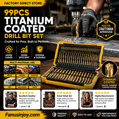 🛠️🔥 50% OFF POR TIEMPO LIMITADO | Juego de 99 Brocas con Recubrimiento de Titanio ⚙️ Perforación Rápida y Precisa para Madera, Metal y Plástico