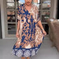 Bedrucktes, lockeres Midikleid mit V-Ausschnitt