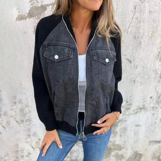 Neue modische kreative Denim-Spleißjacke für Damen
