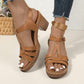 👡Sandalen mit offenem Zehenbereich, Cut-out und Blockabsatz und Schnallenriemen