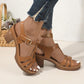 👡Sandalen mit offenem Zehenbereich, Cut-out und Blockabsatz und Schnallenriemen