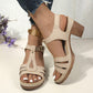 👡Sandalen mit offenem Zehenbereich, Cut-out und Blockabsatz und Schnallenriemen