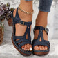 👡Sandalen mit offenem Zehenbereich, Cut-out und Blockabsatz und Schnallenriemen