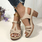 👡Sandalen mit offenem Zehenbereich, Cut-out und Blockabsatz und Schnallenriemen