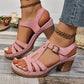 👡Sandalen mit offenem Zehenbereich, Cut-out und Blockabsatz und Schnallenriemen