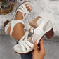 👡Sandalen mit offenem Zehenbereich, Cut-out und Blockabsatz und Schnallenriemen