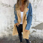 Trench di media lunghezza con cuciture in denim jeans