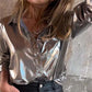 🍂Offerte speciali autunnali 50% DI SCONTO🍂Camicia da donna in pelle metallizzata luccicante con bottoni