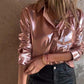 🍂Offerte speciali autunnali 50% DI SCONTO🍂Camicia da donna in pelle metallizzata luccicante con bottoni