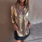 🍂Offerte speciali autunnali 50% DI SCONTO🍂Camicia da donna in pelle metallizzata luccicante con bottoni