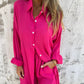 Set Due Pezzi con Camicia a Maniche Lunghe e Pantaloncini da Donna Casual