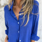 Set Due Pezzi con Camicia a Maniche Lunghe e Pantaloncini da Donna Casual