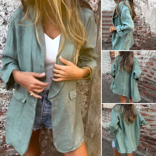 🌸Offerte speciali di primavera🌸 Camicia da donna in cotone e lino con apertura frontale Blaze