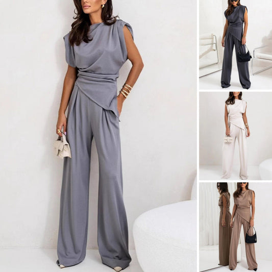 Completo Elegante a Due Pezzi da Donna in Tinta Unita