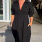 Vestito Midi Da Donna Con Scollo A V E Risvolto E Vita Accentuata