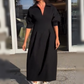 Vestito Midi Da Donna Con Scollo A V E Risvolto E Vita Accentuata