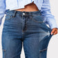 Jeans cargo elasticizzati a vita alta e gamba larga da donna