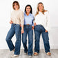 Jeans cargo elasticizzati a vita alta e gamba larga da donna