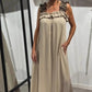 Lässiges ärmelloses Damen-Maxikleid mit Taschen