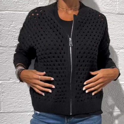 Casual women's top with hollow zipper closure---Spedizione gratuita