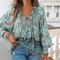 💖Camicia da donna alla moda con stampa, scollo a V e maniche lunghe