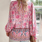 💖Camicia da donna alla moda con stampa, scollo a V e maniche lunghe